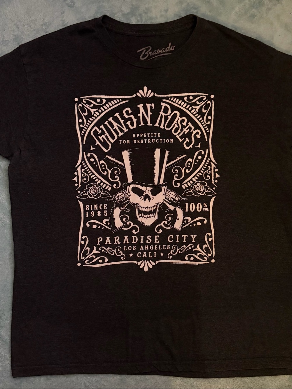 Bravado Guns N’ Roses Paradise City LA Skull and Guns Graphic Charcoal Gray XL